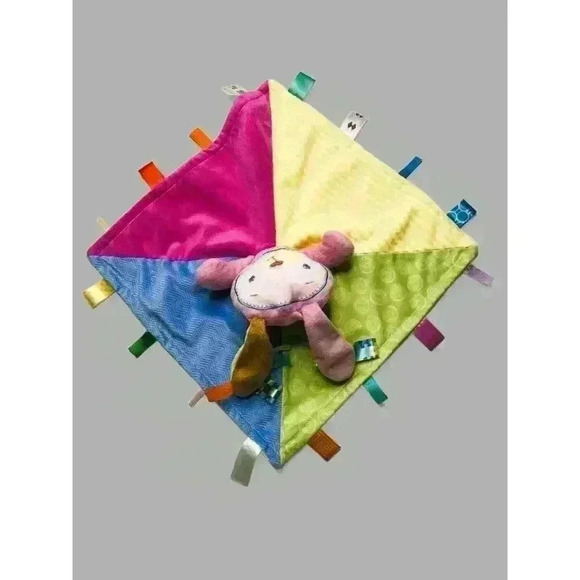 Taggies Pink Patchkins Bunny Rabbit Lovey Security Blanket Plush 13 inch - Picture 3 of 11